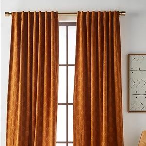 2 Anthropologie 96”x50” Jacquard Chenille Curtains in Spice